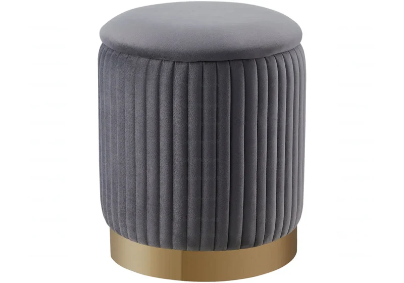 Pouf velours anthracite coffre - Iris