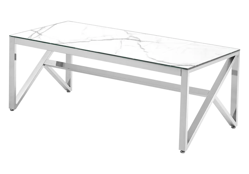 Table basse argentée marbre blanc - Jessy