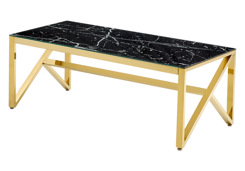 Table basse dorée marbre noir - Jessy