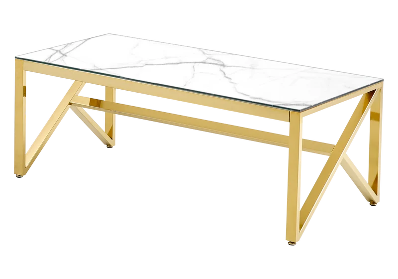 Table basse dorée marbre blanc - Jessy