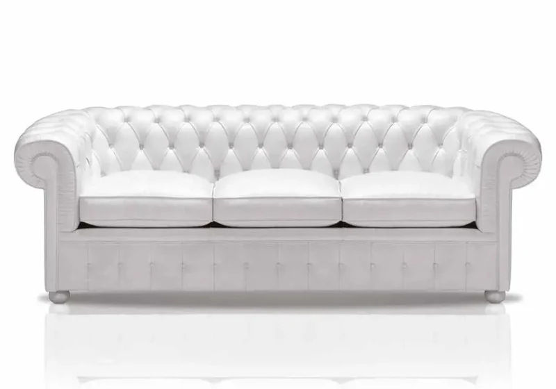 Canapé cuir blanc capitonné CHESTERFIELD