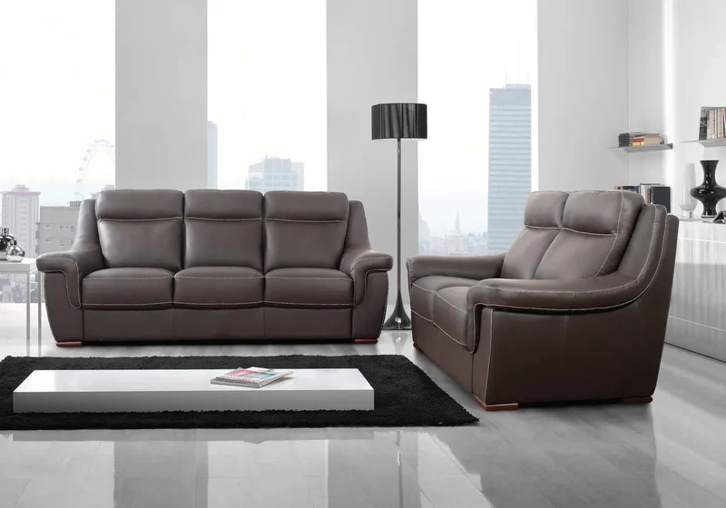 Canapé relax modulable en cuir marron foncé - Cloé