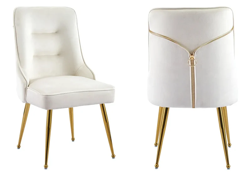 Chaise velours beige fermeture éclair dorée - Zip x2
