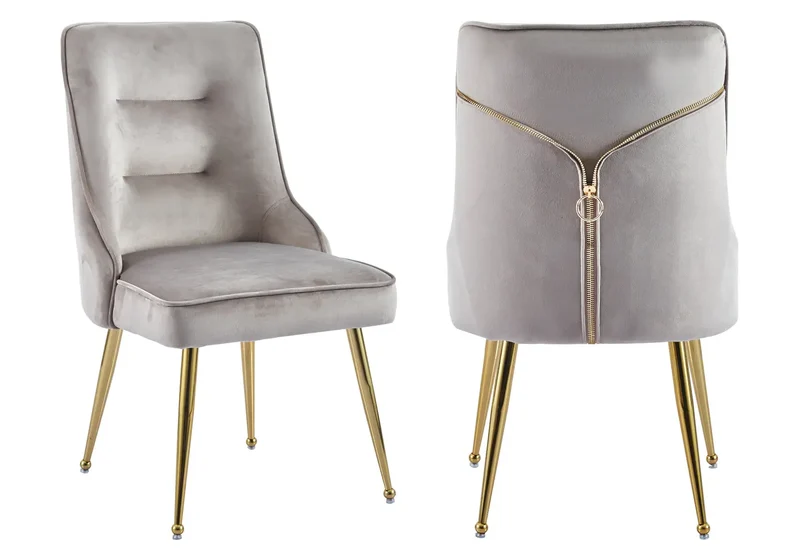 Chaise velours moka fermeture éclair dorée - Zip x2