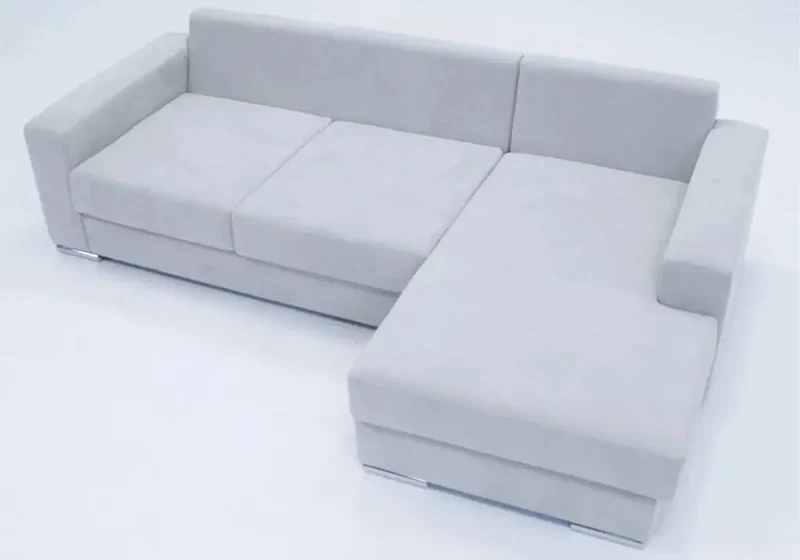Canapé d'angle modulable en tissu gris clair - Syra