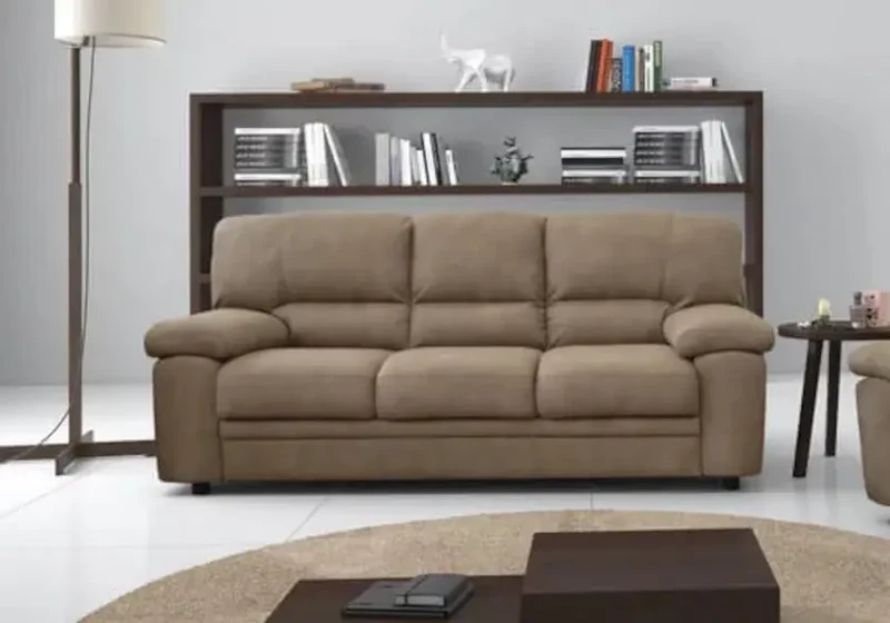 Canapé d'angle convertible en tissu marron - Sibyl