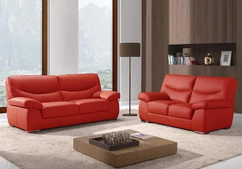 Canapé design droit ou angle en cuir rouge - Angel