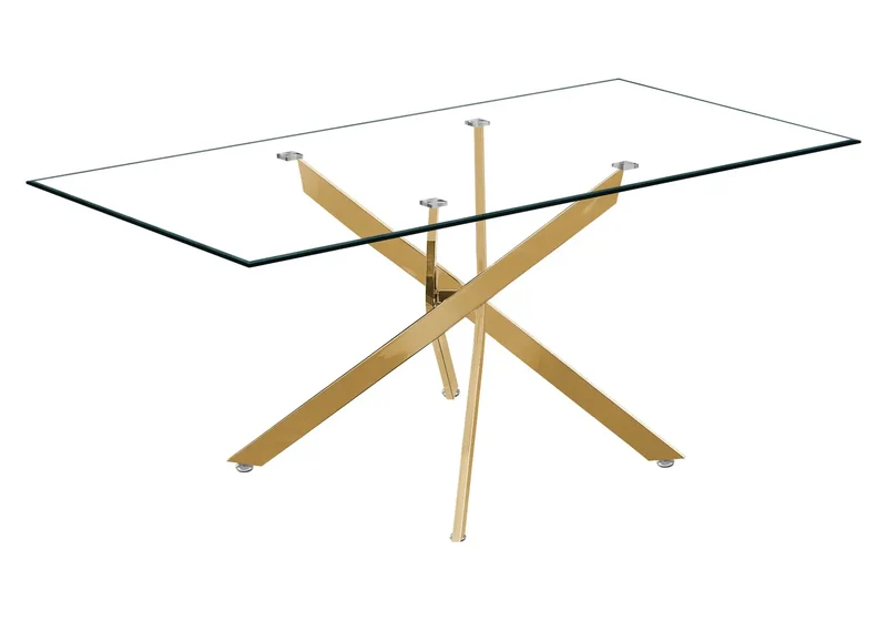 Table à manger dorée verre trempé - Joy