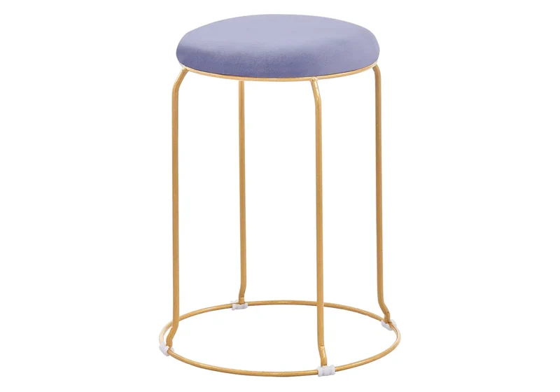 Tabouret doré velours gris - Croco