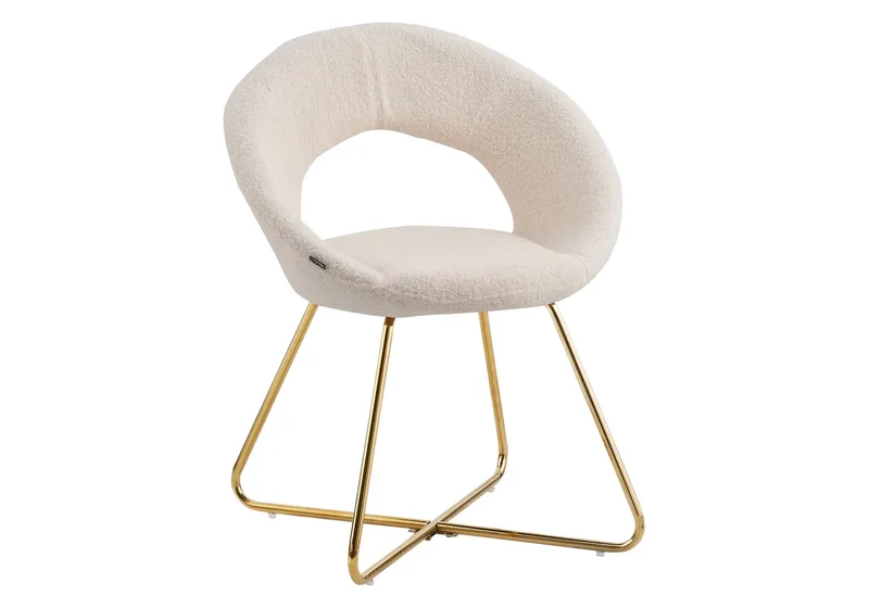 Chaises bouclette blanche arrondies dossier ouvert - Babel x4