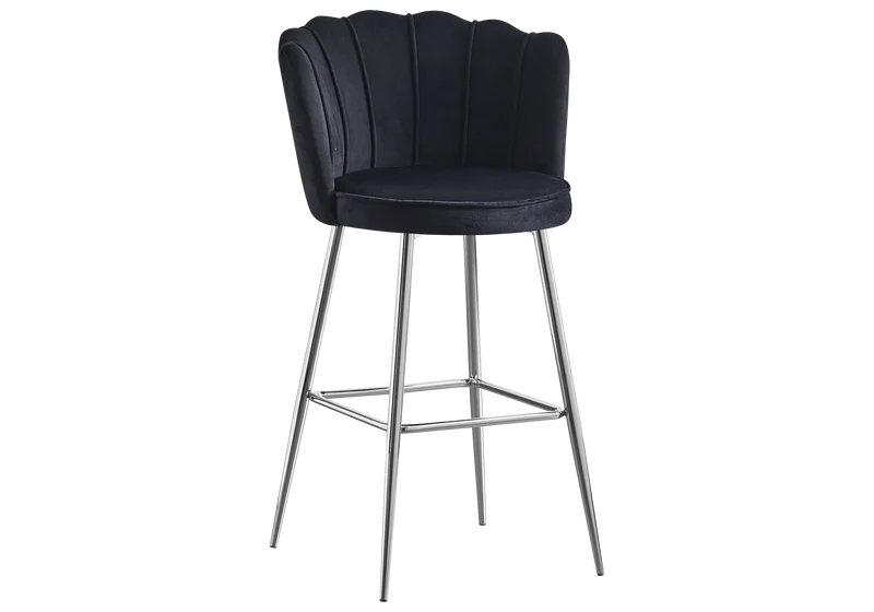 Chaise de bar design coquillage velours noir - Nymea x2