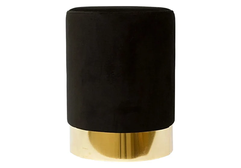 Pouf design doré velours noir - Lisy
