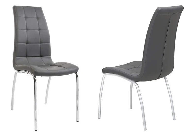 Chaises en simili gris capitonnées - Dea x6