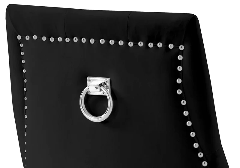 Chaises cloutées en velours noir et anneau argenté - Lara x4