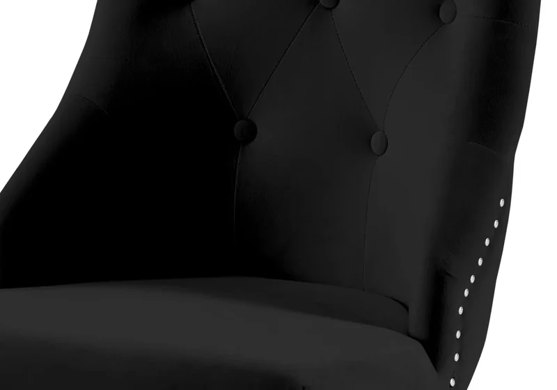 Chaises cloutées en velours noir et anneau argenté - Lara x4