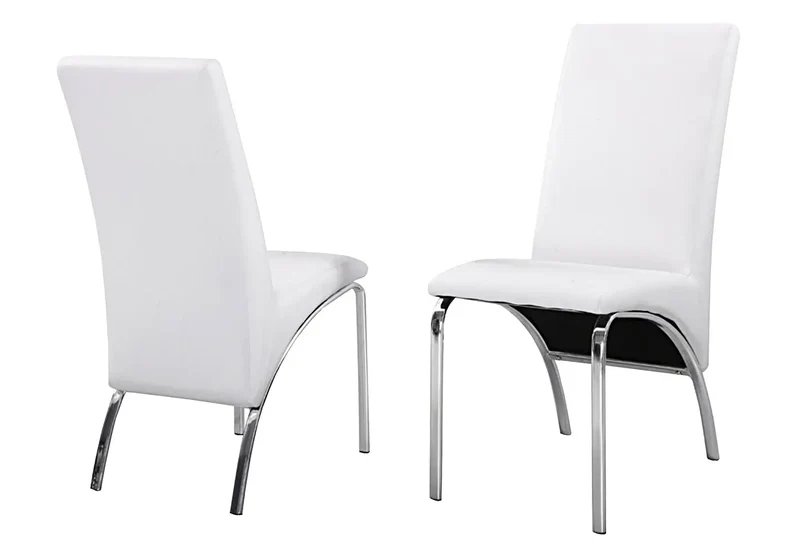 Lot 4 chaises chromé simili blanc - Roy