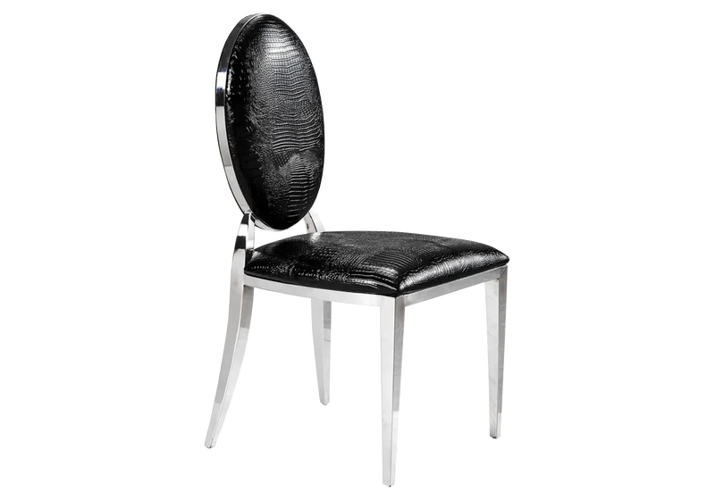 Chaises médaillon croco noir argent - Neo x4