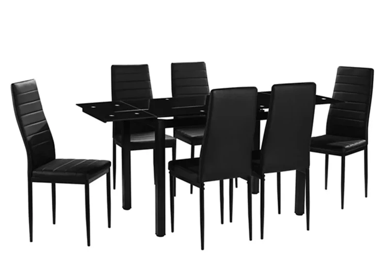 Table extensible 6 chaises noir - Fly