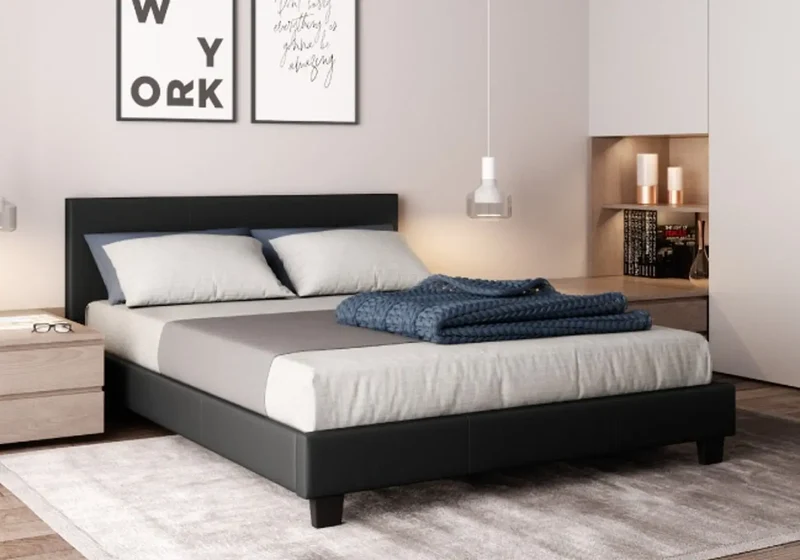 Lit double simili noir - Soft