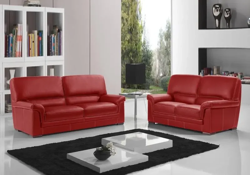 Canapé en cuir design rouge - Anita