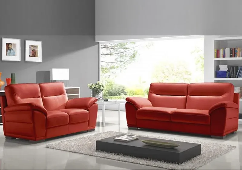 Canapé en cuir design rouge - Calino