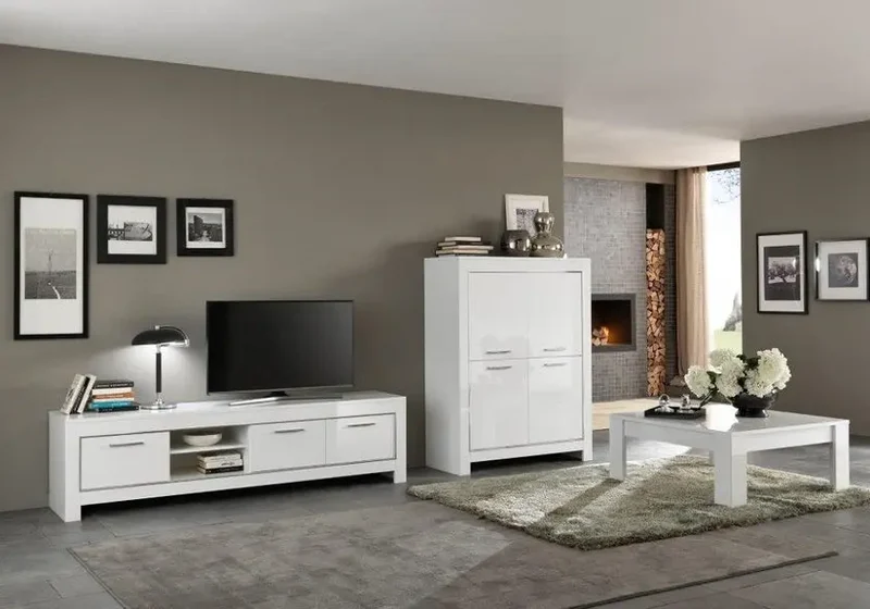Meuble de salon laqué blanc MODENA