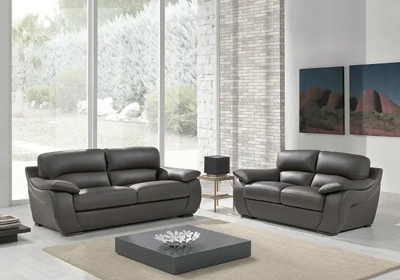 Canapé en cuir gris design - Catharina