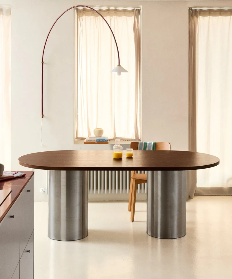Mesa de Comedor Ovalada en Acero Laminado Inti (200 x 76 cm)