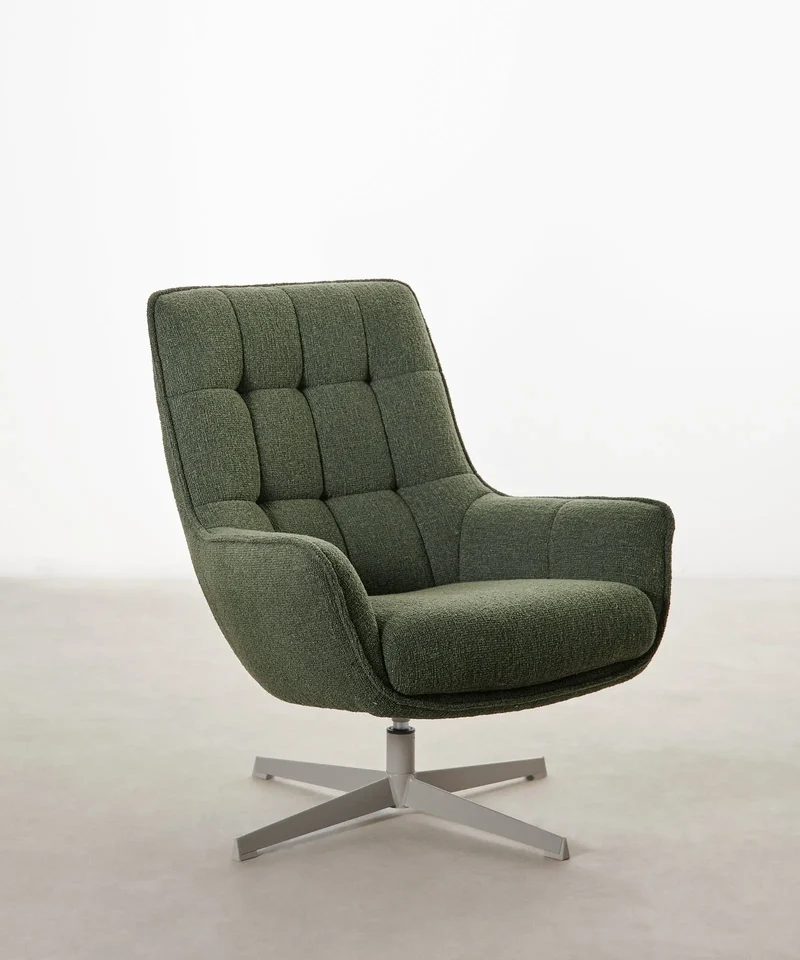 Sillón giratorio de tejido suave Alvar
