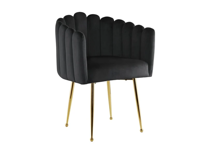 Chaise en velours noir pieds en métal doré HAYDEN