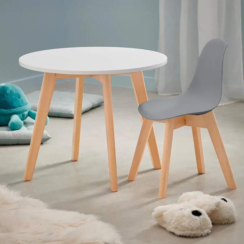 Chaise enfant, pieds bois massif, 38x31xH47 cm-ICE