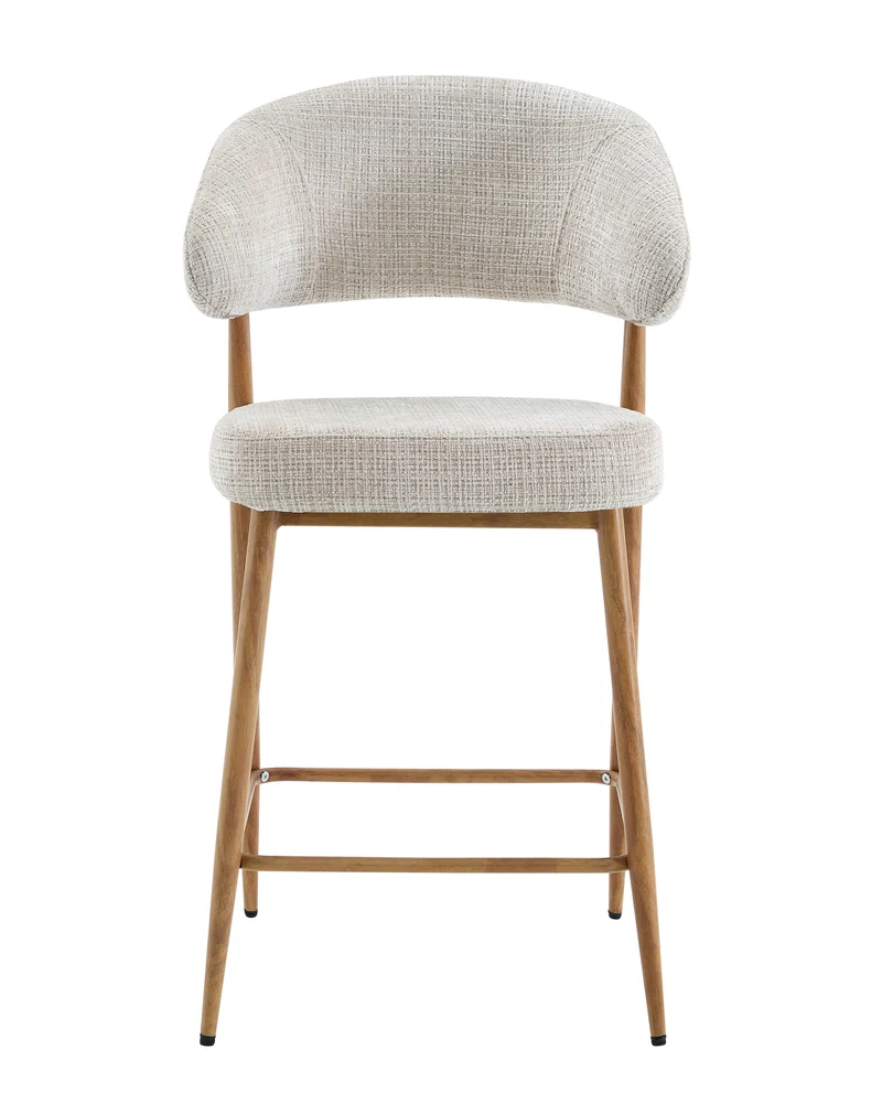 Chaise haute tabouret de bar en tissu anti tache, 55x52,5xH95CM - LUCIA (hauteur assise - 64cm)