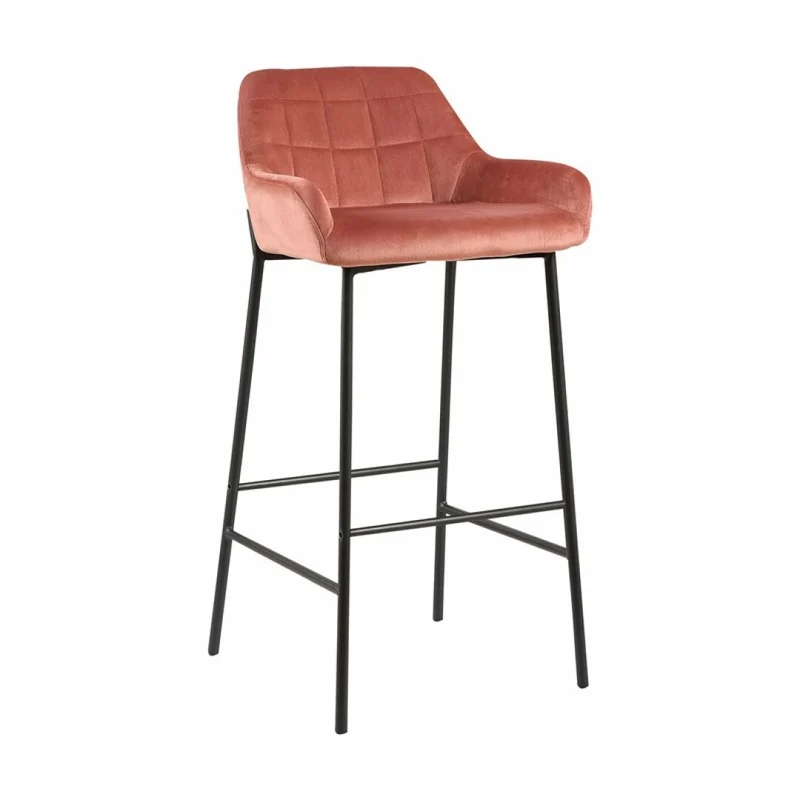 Tabouret de bar en Velours antitache Hauteur assise 75cm - KATEL