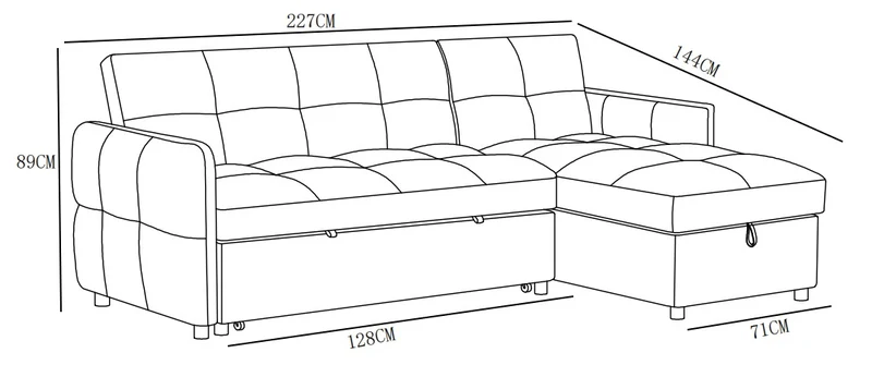 Canapé d'angle convertible en tissu anti tache, 227x144xH89CM - FLINT