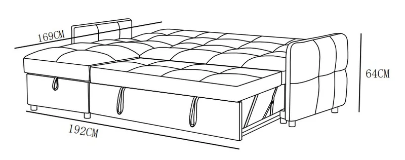 Canapé d'angle convertible en tissu anti tache, 227x144xH89CM - FLINT