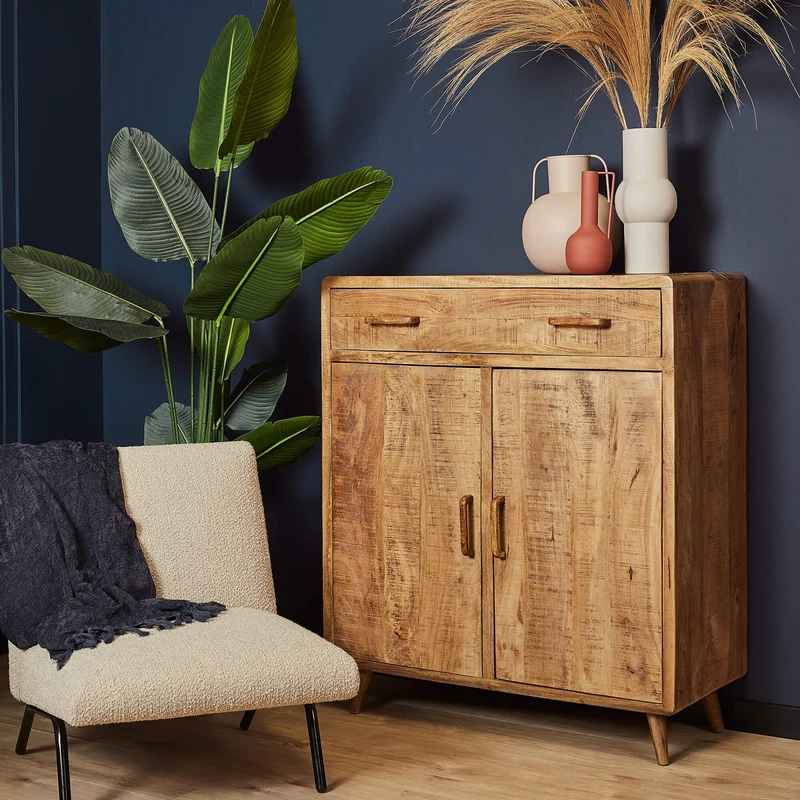 Commode en bois de manguier, 100x45xH115cm - MAYA
