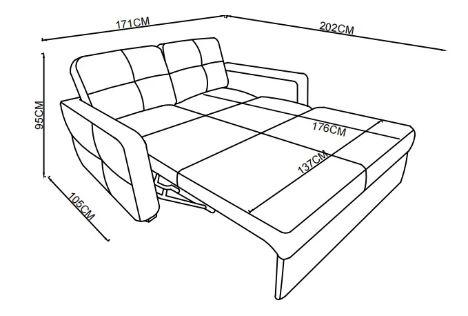 Canapé lit clic-clac convertible en tissu anti tache, 171x105xH95CM - GIANNA