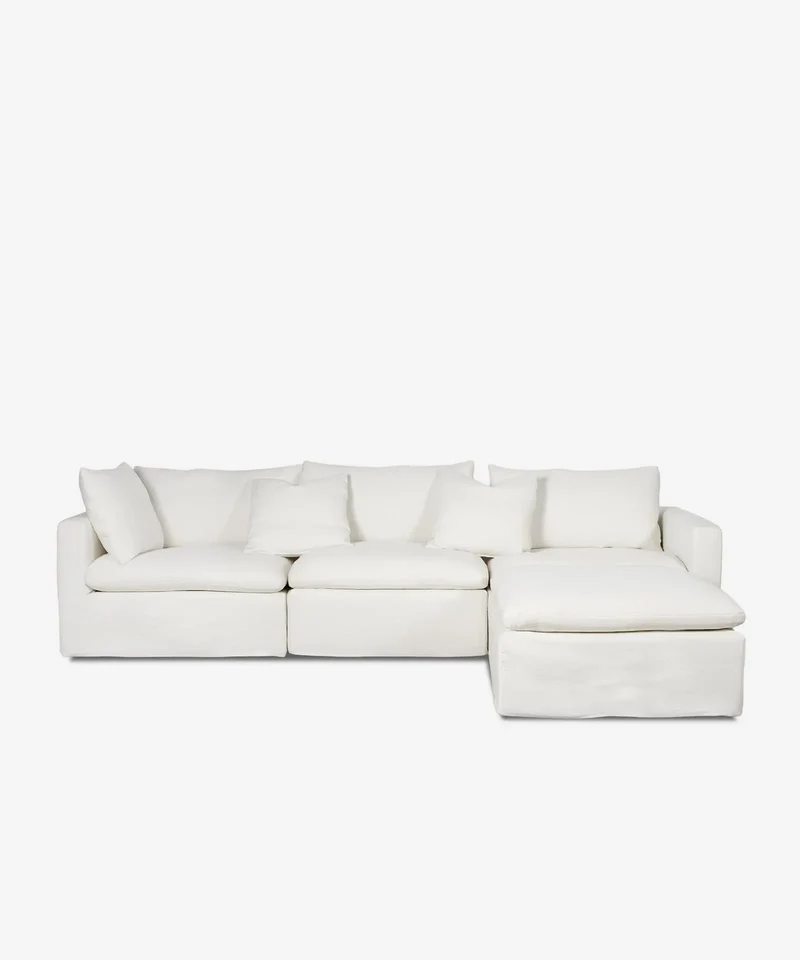 Sofá Modular Chaise Longue de Lino y Algodón 3 Plazas Stonem
