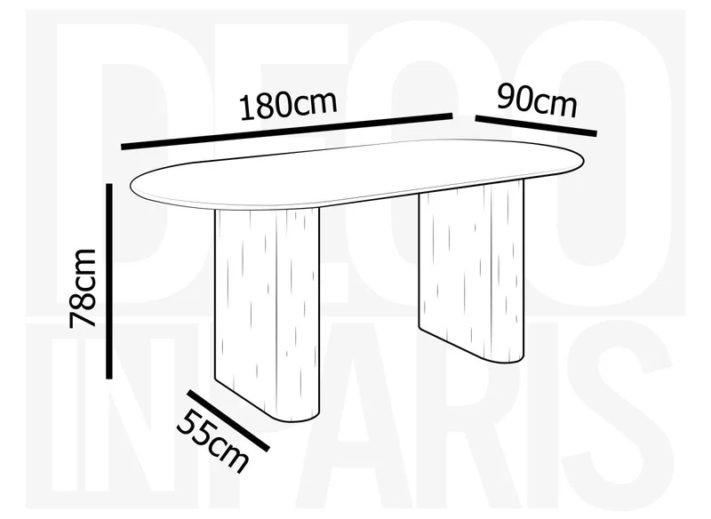 Table à manger 6 personnes ELMA + Lot de 6 chaises en velours taupe CHARLOTTE