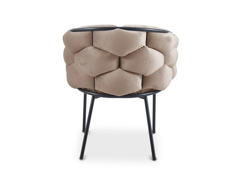 Table à manger 6 personnes ELMA + Lot de 6 chaises en velours taupe CHARLOTTE
