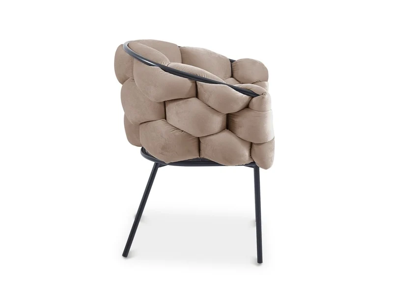 Table à manger 6 personnes ELMA + Lot de 6 chaises en velours taupe CHARLOTTE