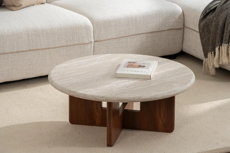 Table basse en bois, D80xH32CM - LUCCA
