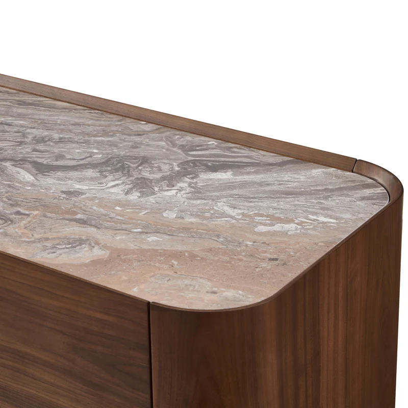 Vaisselier en particules de bois plateau céramique, 150x45xH76,6CM - NERO