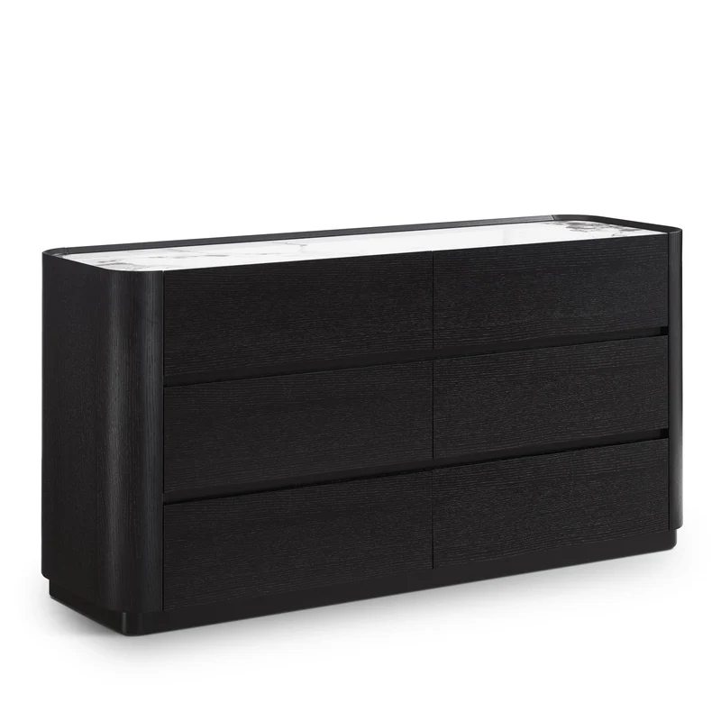 Vaisselier en particules de bois plateau céramique, 150x45xH76,6CM - NERO