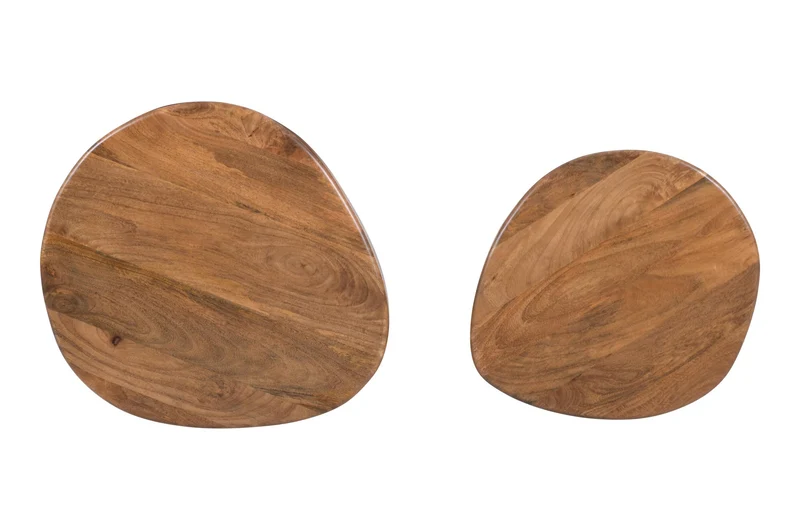 Set de 2 tables basses en bois, 66x60xH40CM et 55x50xH40CM - ARDEN