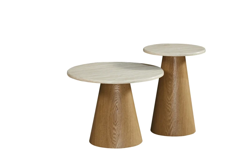 Table basse en particules de bois plateau céramique, D60xH45CM - JAPANDI