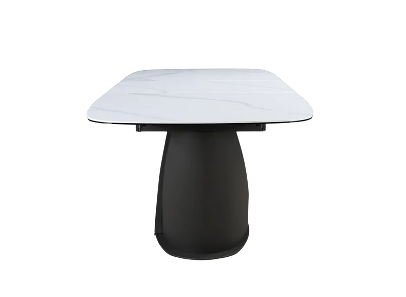 Table à manger extensible en métal marron plateau en céramique blanc 180-240 cm LERONA