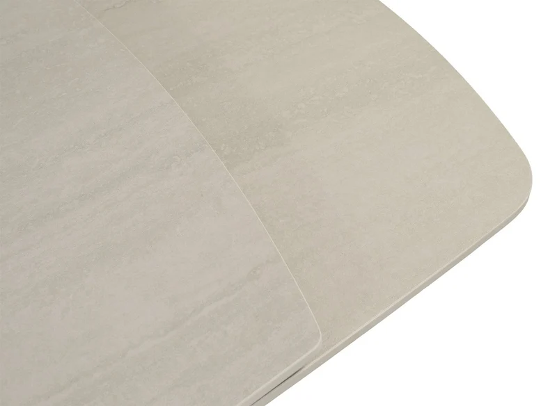 Table à manger extensible en métal beige plateau céramique blanc 160-240 cm PARIS