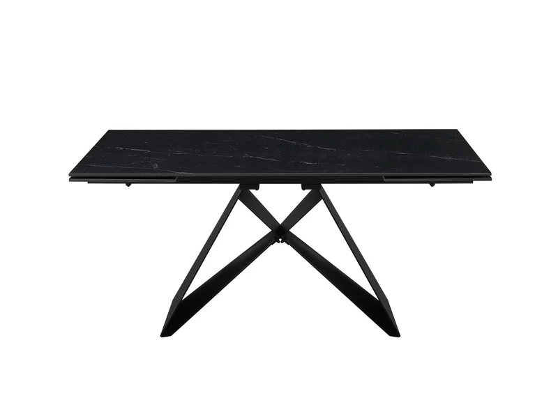 Table à manger extensible en métal noir avec plateau en céramique noir 160-240 cm HELSINKI