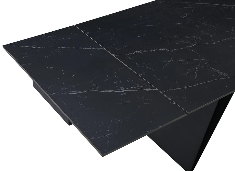 Table à manger extensible en métal noir avec plateau en céramique noir 160-240 cm HELSINKI